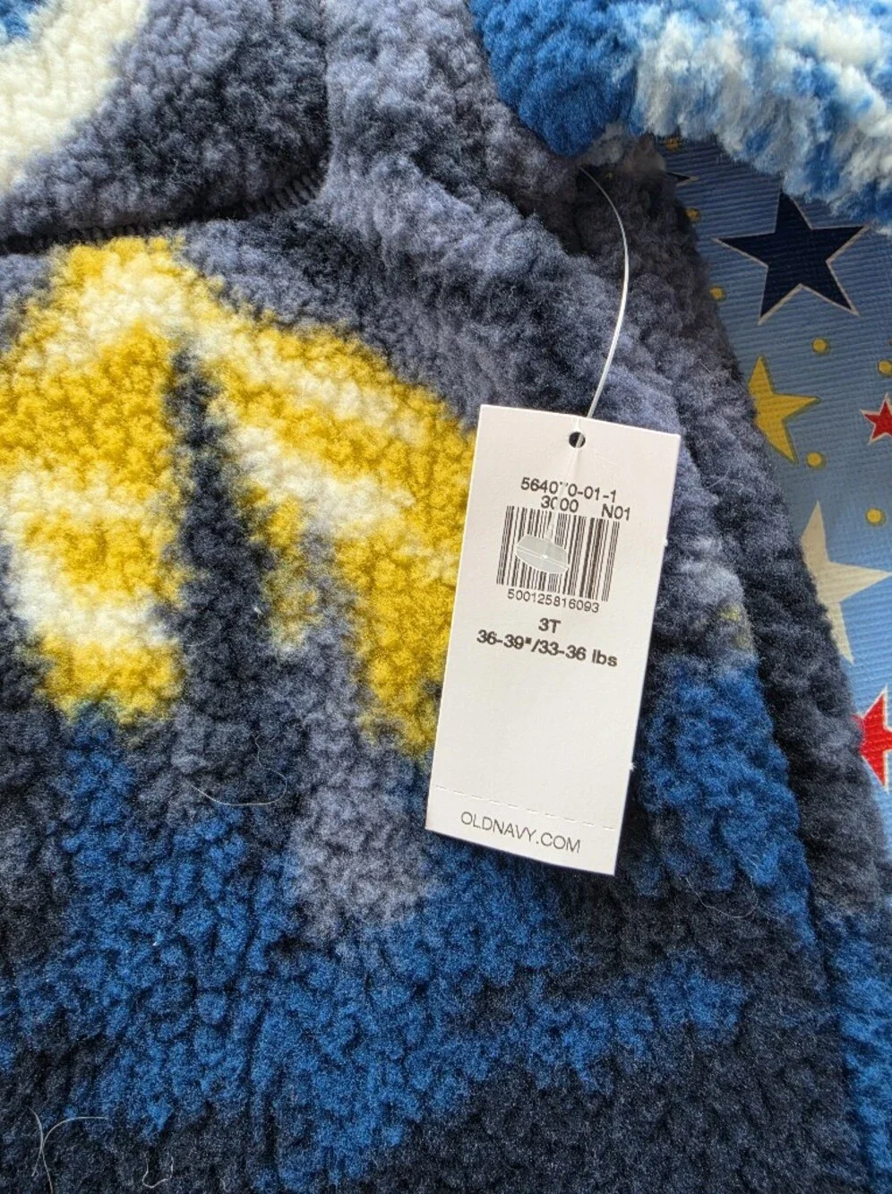 NWT Old Navy Blue Sherpa Crewneck Sweater with Mountain Motif